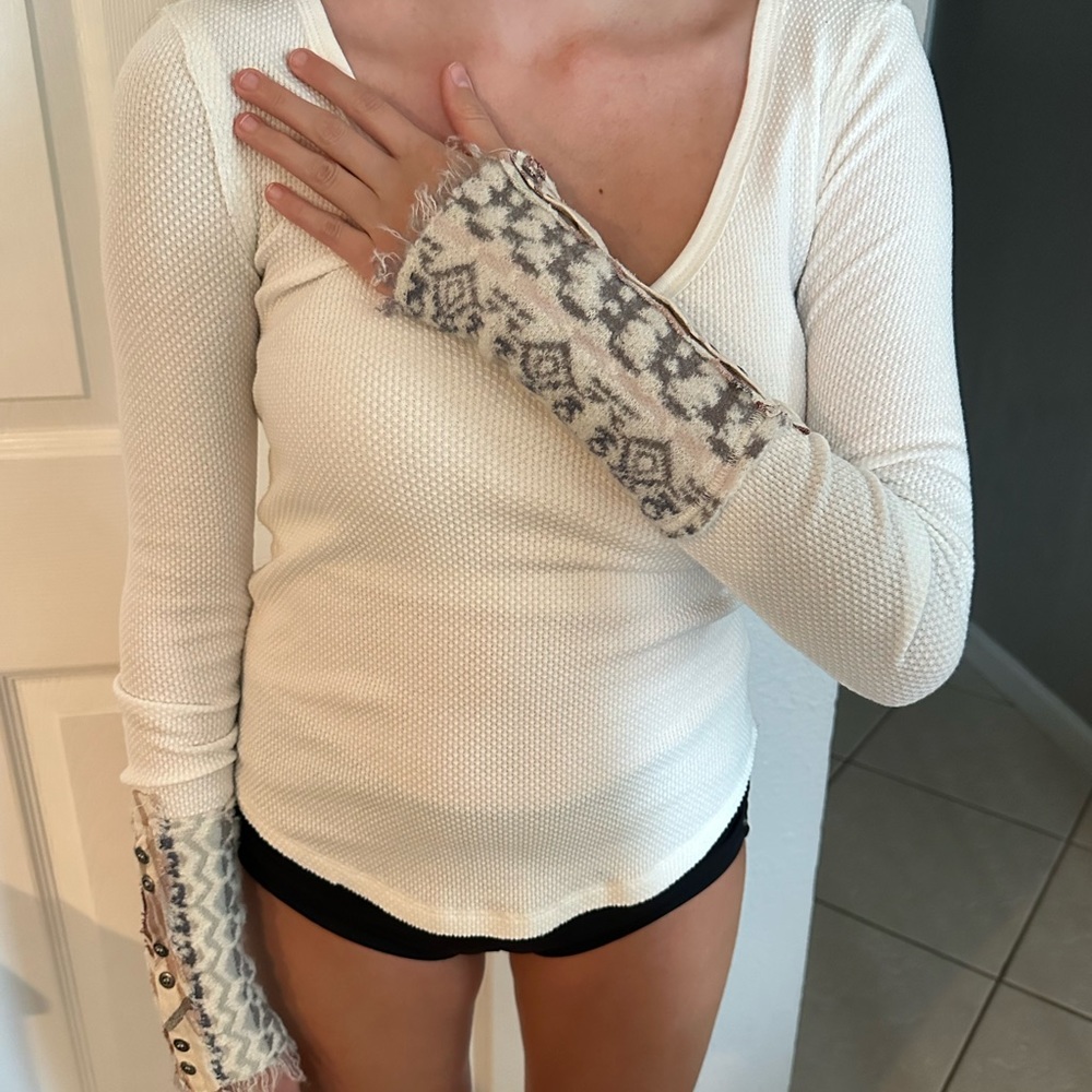 Free People Kyoto Thermal top with cuff size xs